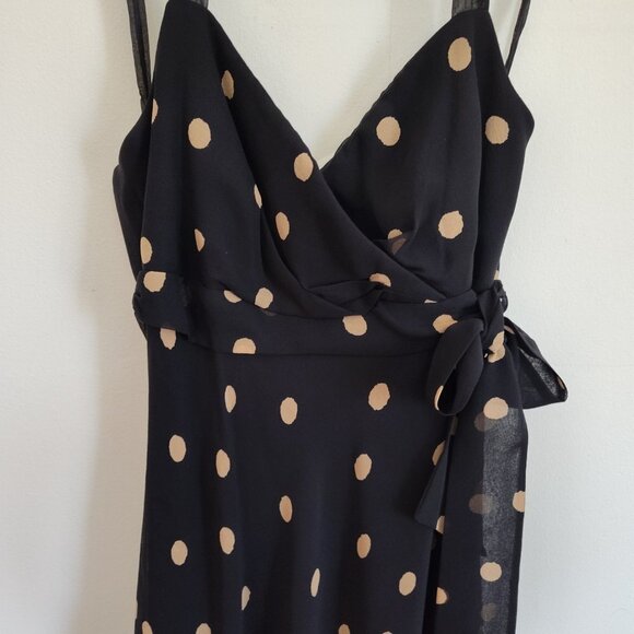 Ladies SZ 2 Nine West Silk Black Polka Dot Babydoll Halter Dress - Picture 3 of 3